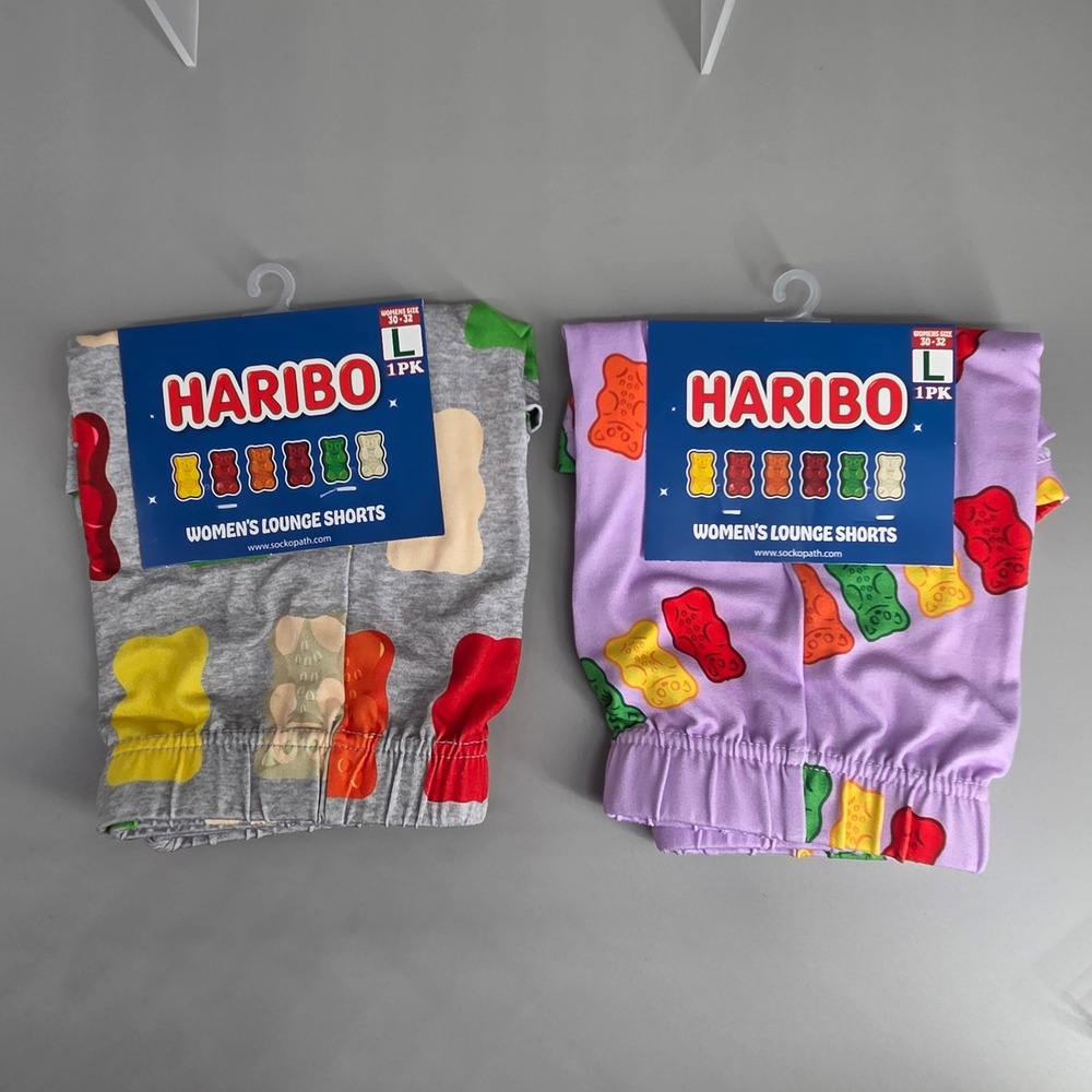 Haribo Lounge Short Womens Large 2 Pack Gummy Bear Grey Purple Sleepwear Novelty